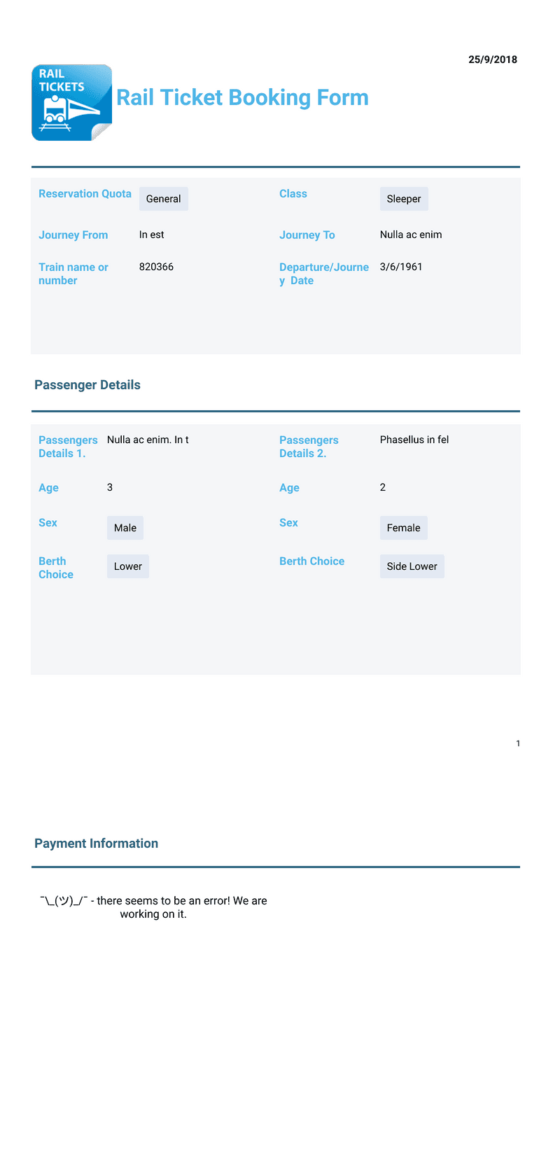 Online Railway Ticket Booking
